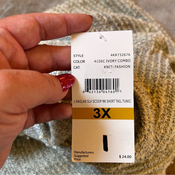 NWT by design cream gray long sleeve sweater Size 3X - Picture 9 of 11